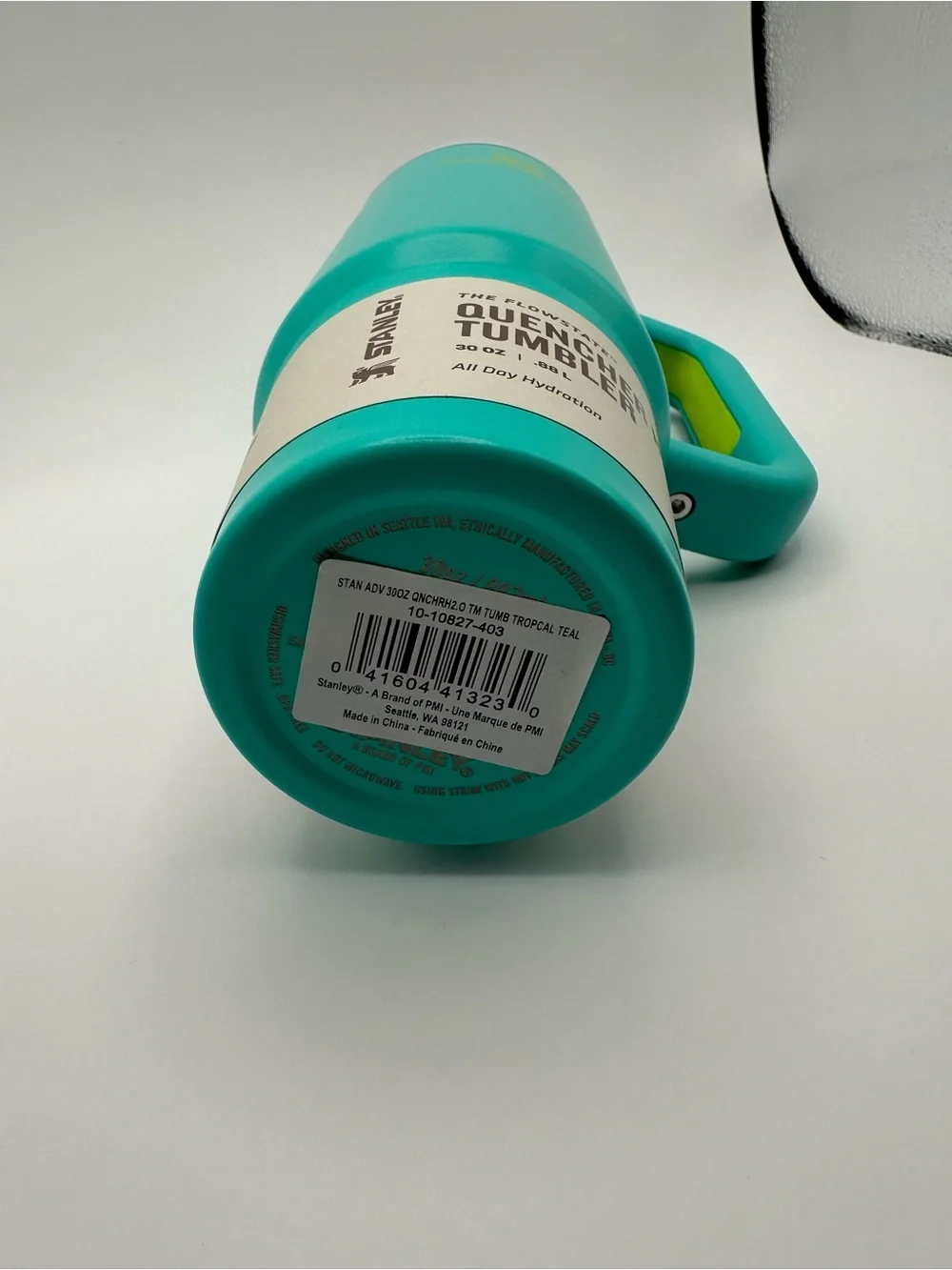 Stanley Quencher H2.0 Tumbler - Tropical Teal with Lime Accent 30 oz - Picture 4 of 4